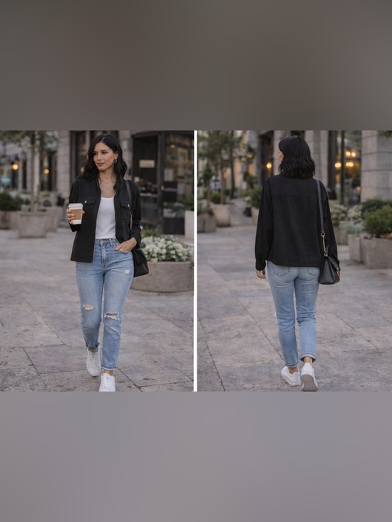 Soho Apparel Jackets & Blazers - SOHO Apparel Ltd Black Zip Front Jacket L | Lightweight Utility Casual Chic